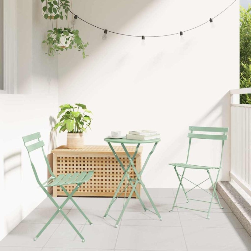 Ensemble bistro pliant 3 pcs Écume de mer Acier 523525523525