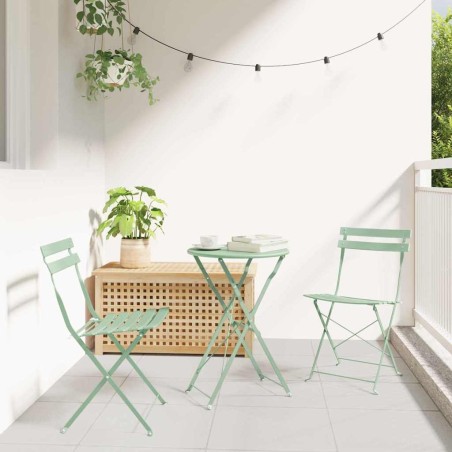 Ensemble bistro pliant 3 pcs Écume de mer Acier 523525523525