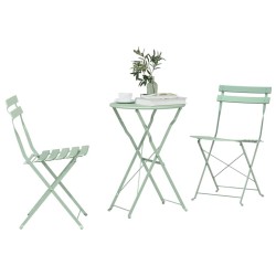Ensemble bistro pliant 3 pcs Écume de mer Acier 523525523525
