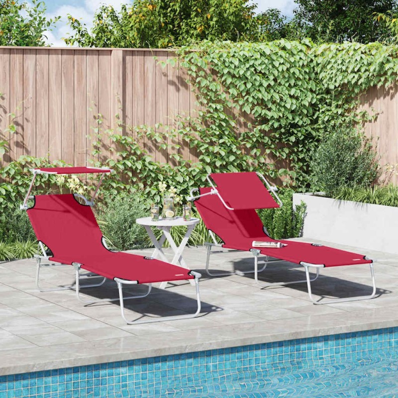 Transat 2 pcs Rouge 58 x 188 x 77cm Polyester 523527523527