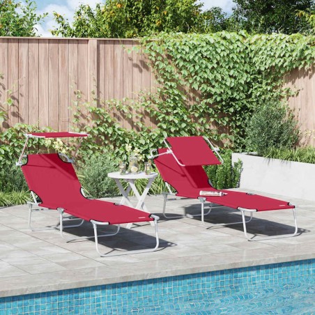 Transat 2 pcs Rouge 58 x 188 x 77cm Polyester 523527523527