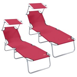 Transat 2 pcs Rouge 58 x 188 x 77cm Polyester 523527523527