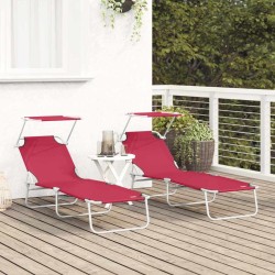 Transat 2 pcs Rouge 58 x 188 x 77cm Polyester 523527523527