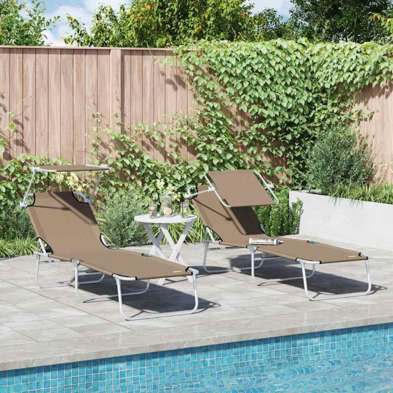 Transat 2 pcs Taupe 58 x 188 x 77cm Polyester 523528523528