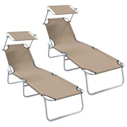 Transat 2 pcs Taupe 58 x 188 x 77cm Polyester 523528523528