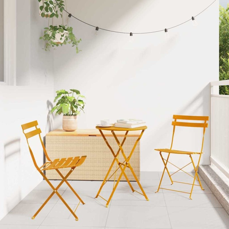 Chaise de jardin pliante 2 pcs Moutarde 42 x 46 x 82cm Métal 523538523538