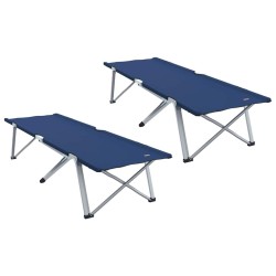 Lit de camping pliant 2 pcs Bleu 194 x 62,5 x 42,5 cm 523541523541