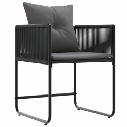 Chaise avec coussin 4 pcs Noir et anthracite Rotin PE 523555523555