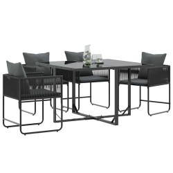 Chaise avec coussin 4 pcs Noir et anthracite Rotin PE 523555523555
