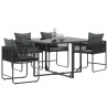 Chaise avec coussin 4 pcs Noir et anthracite Rotin PE 523555523555