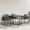 Chaise avec coussin 4 pcs Noir et anthracite Rotin PE 523555523555