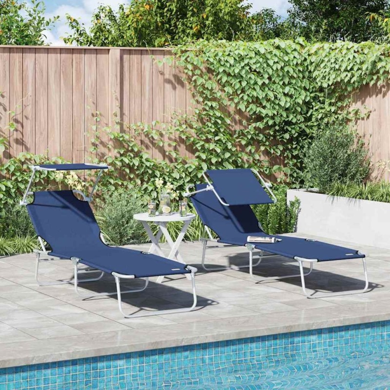 Transat 2 pcs Bleu 58 x 188 x 77cm Polyester 523556523556