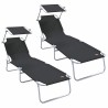 Transat 2 pcs Noir 58 x 188 x 77cm Polyester 523580523580