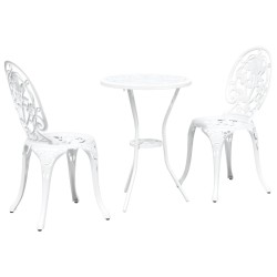 Ensemble bistro de jardin 3 pcs Blanc Aluminium 523652523652