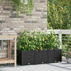 Cache-pot de jardin 3 pcs Noir Plastique 523698523698