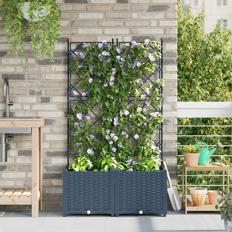 Cache-pot de jardin 2 pcs Gris 80 x 40 x 143 cm Plastique 523699523699
