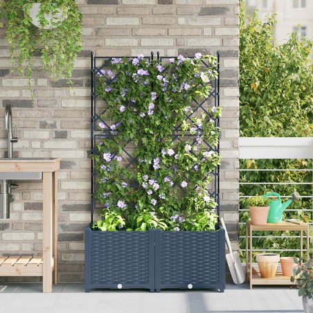 Cache-pot de jardin 2 pcs Gris 80 x 40 x 143 cm Plastique 523699523699