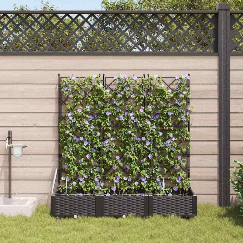 Cache-pot de jardin 3 pcs Noir Plastique 523701523701