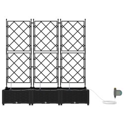 Cache-pot de jardin 3 pcs Noir Plastique 523701523701