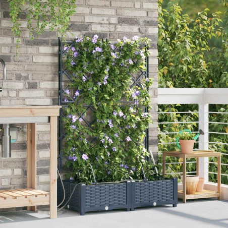 Cache-pot de jardin 2 pcs Gris 80 x 40 x 126 cm Plastique 523706523706