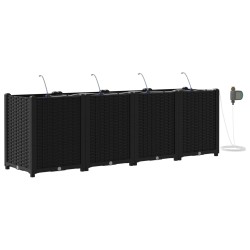 Cache-pot de jardin 4 pcs Noir 160 x 40 x 52 cm Plastique 523710523710