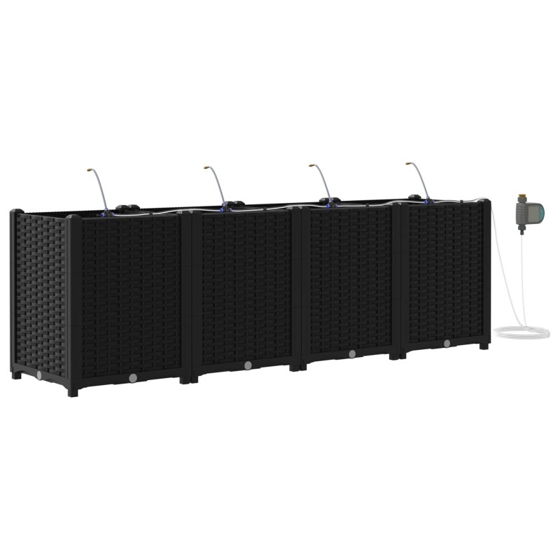 Cache-pot de jardin 4 pcs Noir 160 x 40 x 52 cm Plastique 523710523710