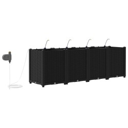 Cache-pot de jardin 4 pcs Noir 160 x 40 x 52 cm Plastique 523710523710