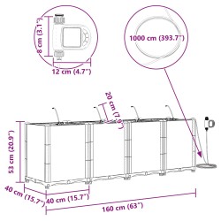 Cache-pot de jardin 4 pcs Noir 160 x 40 x 52 cm Plastique 523710523710