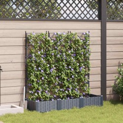 Cache-pot de jardin 3 pcs Gris 120 x 40 x 125,5 cm Plastique 523716523716