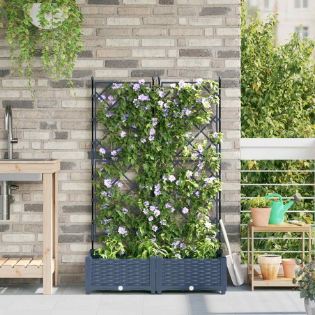 Cache-pot de jardin 2 pcs Gris 80 x 40 x 125,5 cm Plastique 523717523717