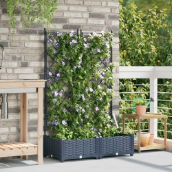 Cache-pot de jardin 2 pcs Gris 80 x 40 x 125,5 cm Plastique 523717523717