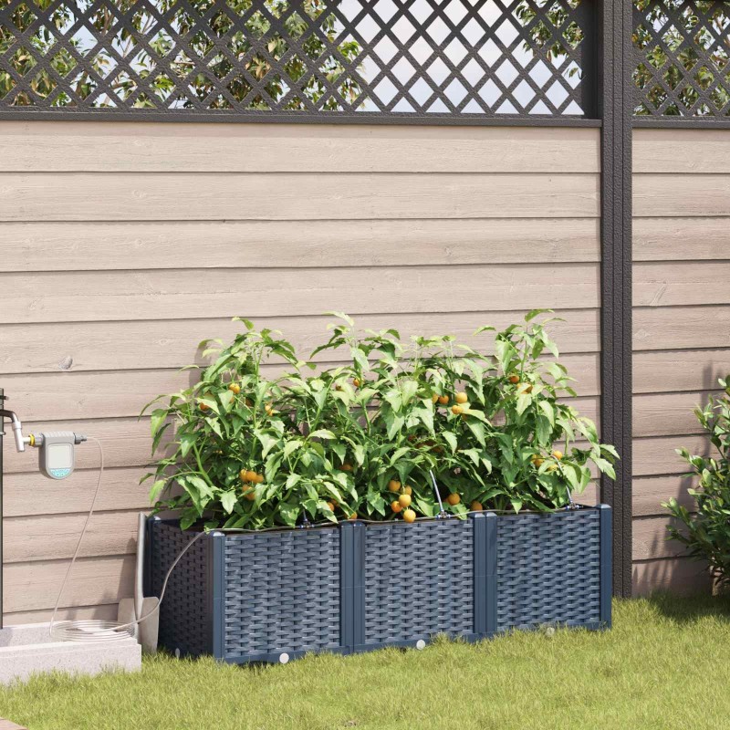 Cache-pot de jardin 3 pcs Gris 120 x 40 x 37,5 cm Plastique 523720523720