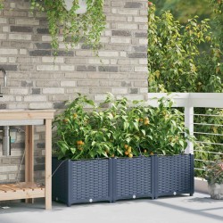 Cache-pot de jardin 3 pcs Gris 120 x 40 x 37,5 cm Plastique 523720523720