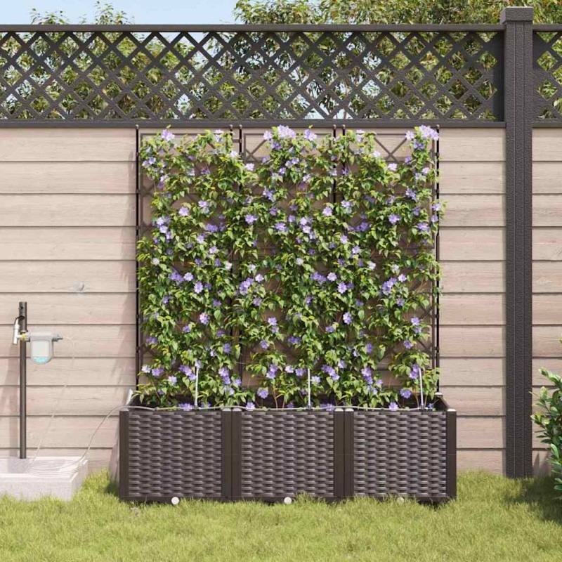 Cache-pot de jardin 3 pcs Marron Plastique 523723523723