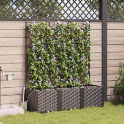 Cache-pot de jardin 3 pcs Marron Plastique 523723523723