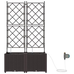 Cache-pot de jardin 2 pcs Marron Plastique 523725523725