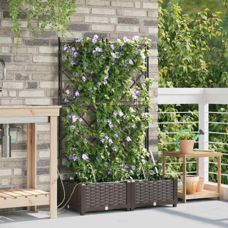 Cache-pot de jardin 2 pcs Marron Plastique 523726523726