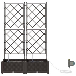 Cache-pot de jardin 2 pcs Marron Plastique 523726523726