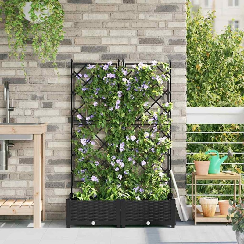 Cache-pot de jardin 2 pcs Noir 80 x 40 x 125,5 cm Plastique 523728523728