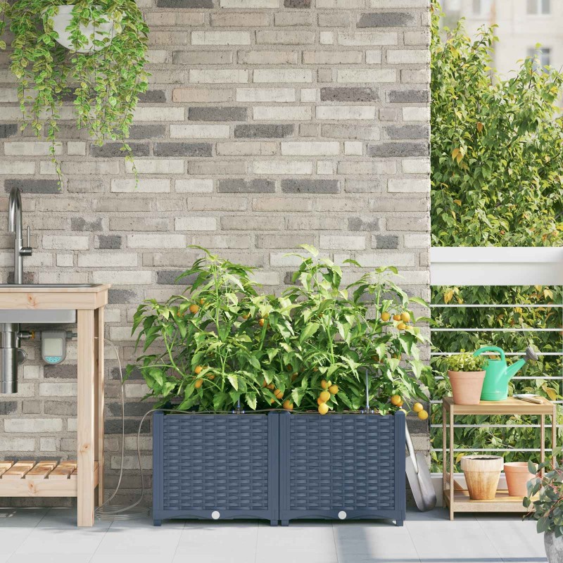 Cache-pot de jardin 2 pcs Gris 80 x 40 x 37,5 cm Plastique 523734523734