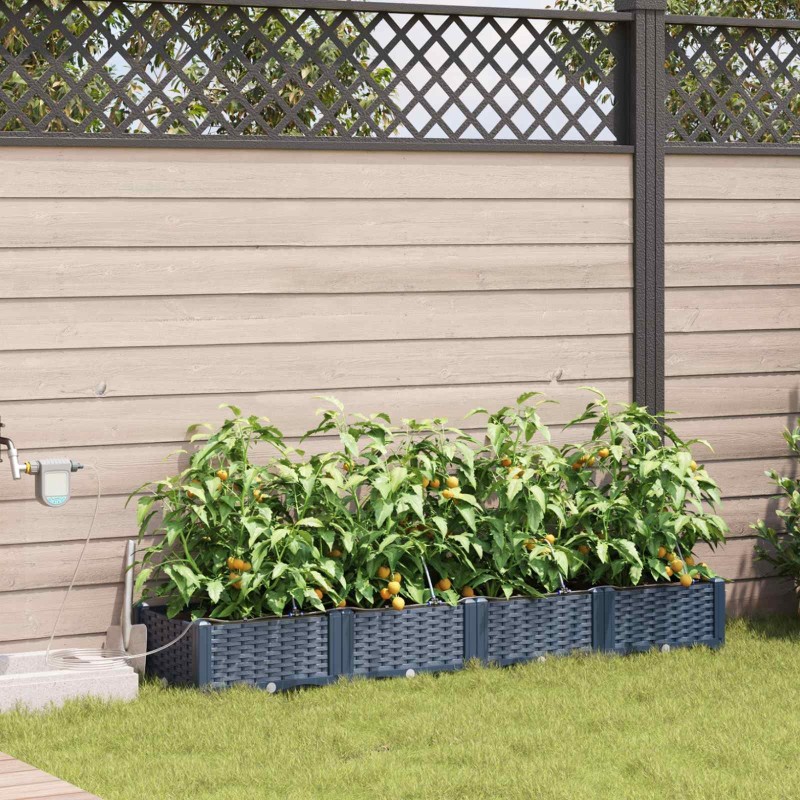 Cache-pot de jardin 4 pcs Gris 160 x 40 x 22 cm Plastique 523735523735