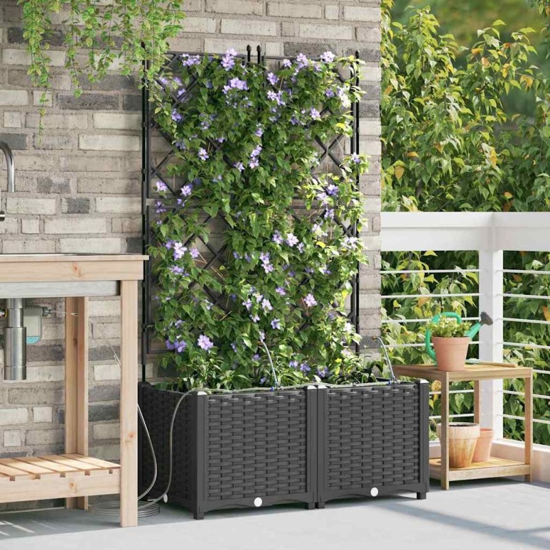Cache-pot de jardin 2 pcs Noir Plastique 523737523737
