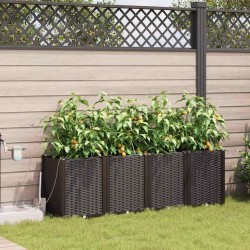 Cache-pot de jardin 4 pcs Marron Plastique 523742523742