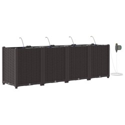 Cache-pot de jardin 4 pcs Marron Plastique 523742523742