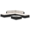 Salon de jardin 6 pcs avec coussins résine tressée noir 523820523820