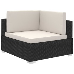 Salon de jardin 6 pcs avec coussins résine tressée noir 523820523820