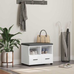 Banc d'entrée Blanc 60 x 38 x 46 cm Bois Ingénierie et Tissu 523857523857