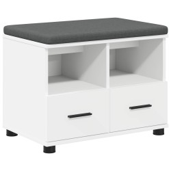 Banc d'entrée Blanc 60 x 38 x 46 cm Bois Ingénierie et Tissu 523857523857