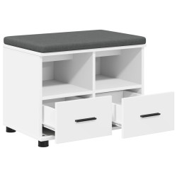 Banc d'entrée Blanc 60 x 38 x 46 cm Bois Ingénierie et Tissu 523857523857