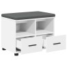 Banc d'entrée Blanc 60 x 38 x 46 cm Bois Ingénierie et Tissu 523857523857